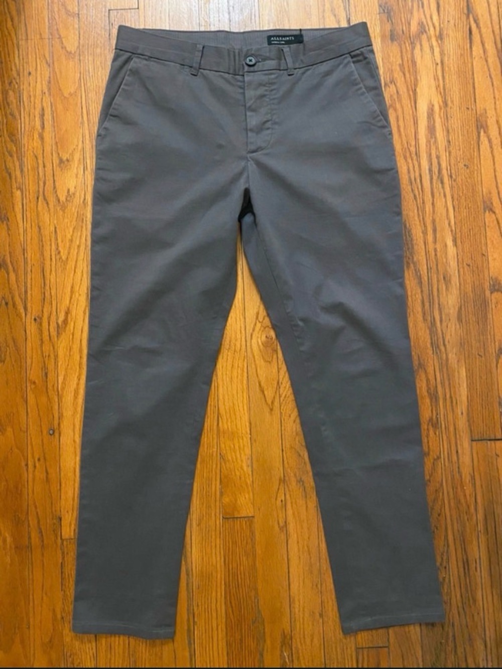 AllSaints Men's Slate Grey Park Slim Stretch Chino Pants Size 33/28 Retail:$245